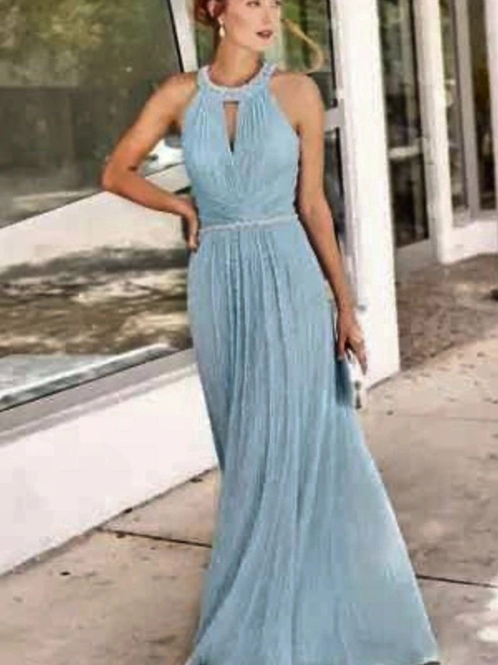 Montage 120901 LT Blue Embellished Maxi Dress new, with tags, size 8